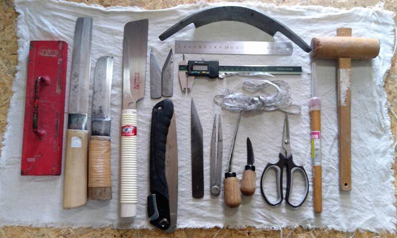 竹工芸竹細工で使う道具一覧の写真